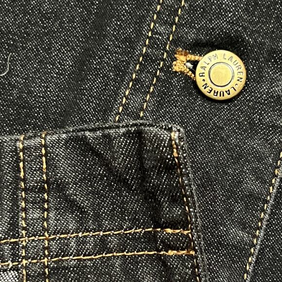 Ralph Lauren Denim Short Skirt Sz 12 Button Front Cargo Pockets Dark Wash A-Line - Picture 8 of 13